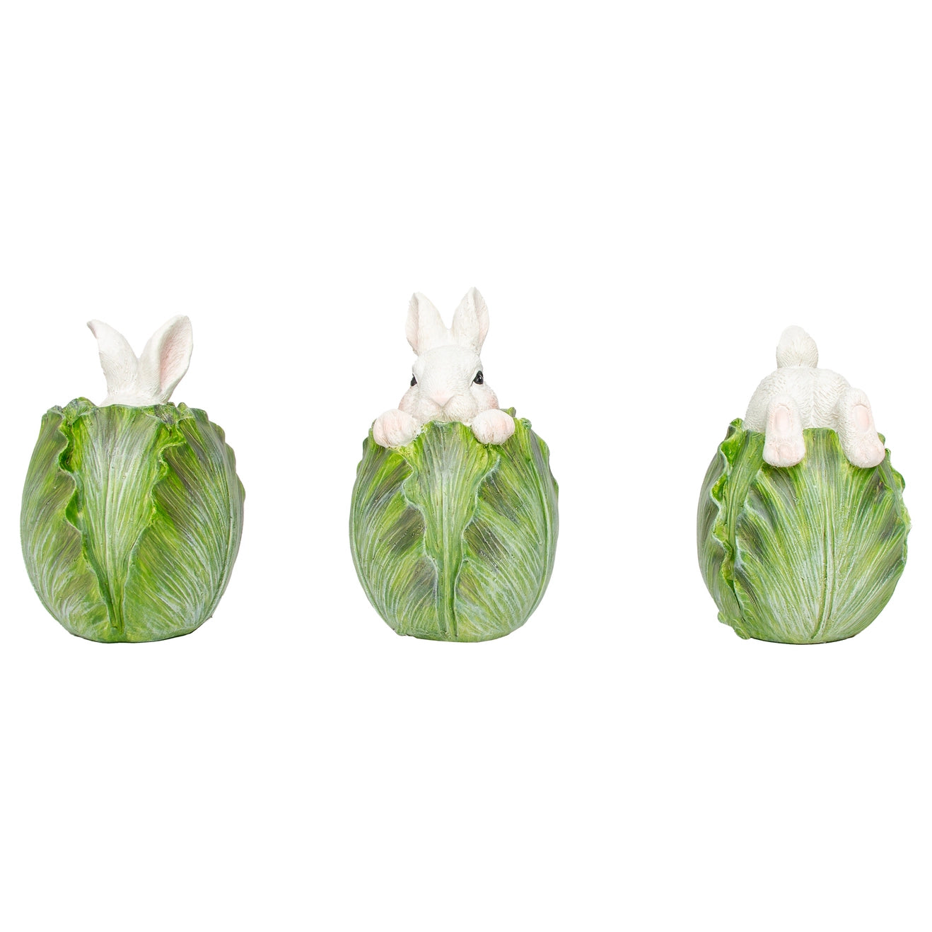 Cabbage Resin Hiding Easter Bunnies Set of 3 - 2026 JANUARY ARRIVAL