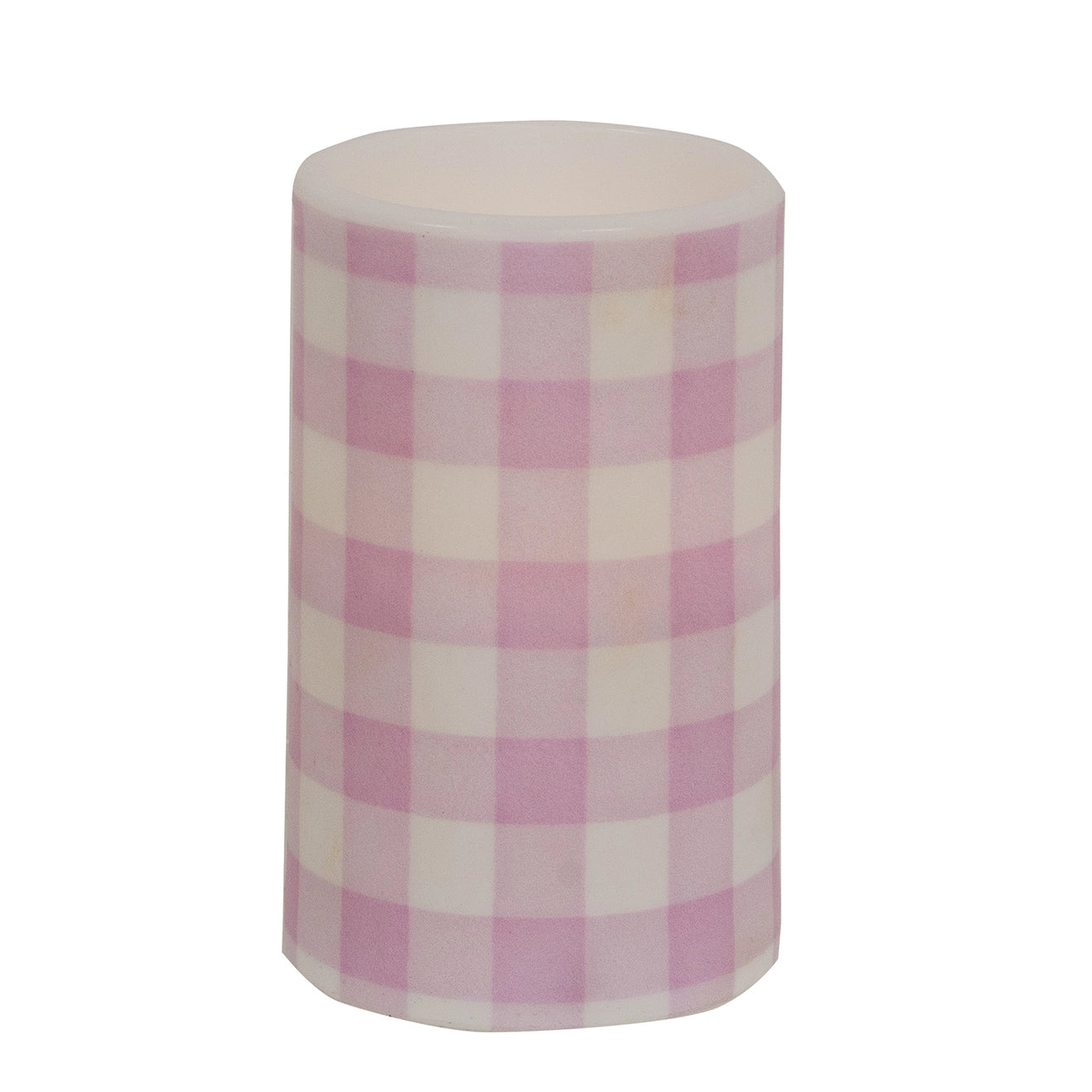 Large Pink Gingham Timer Pillar Candle