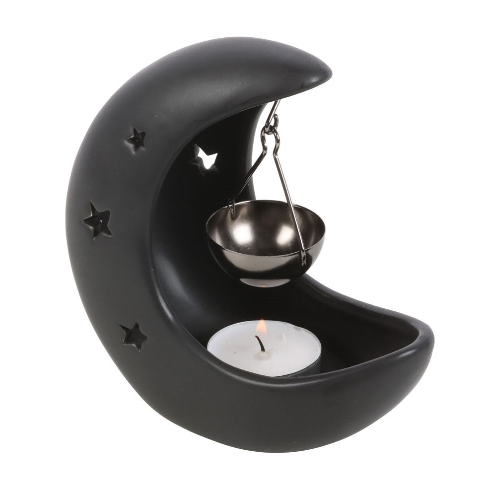 Black Crescent Moon Hanging Oil Burner 🌙