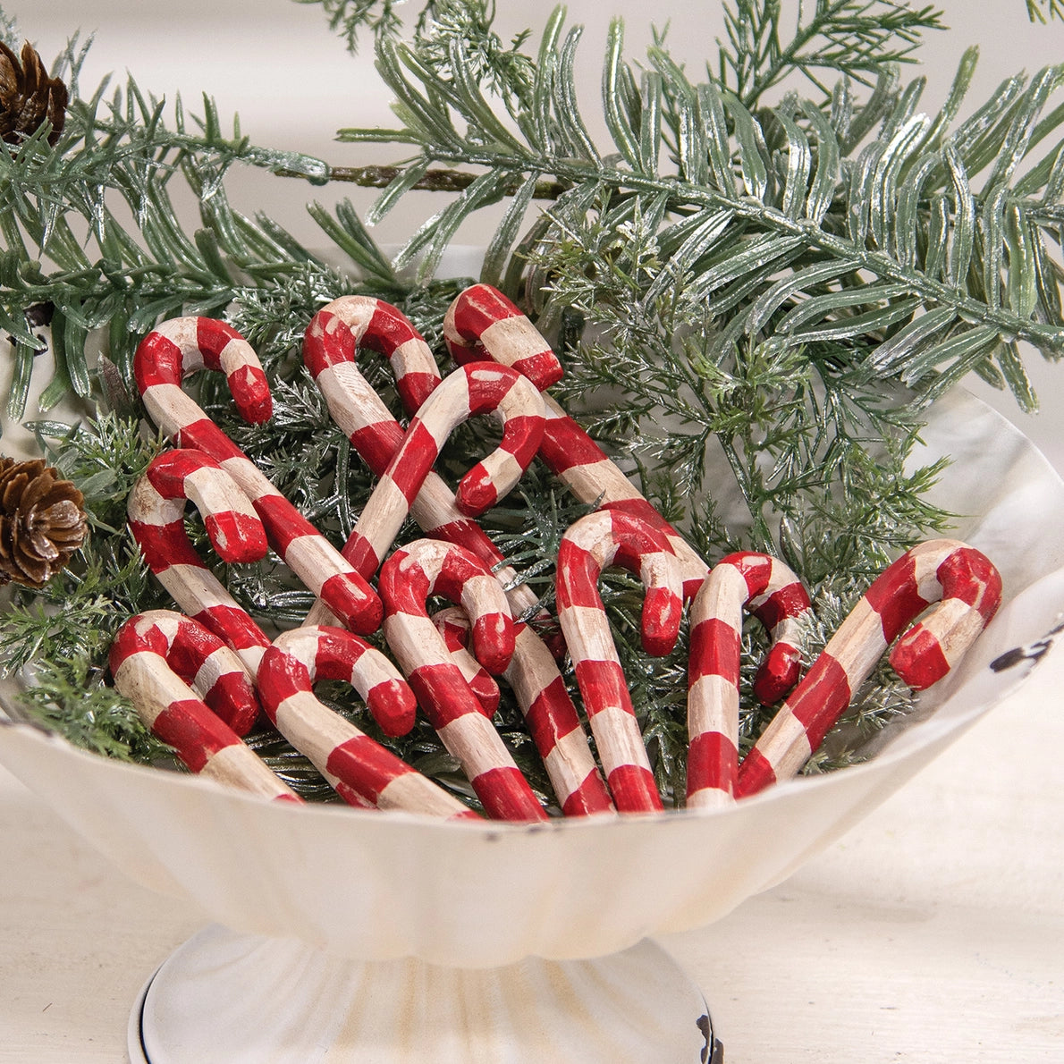 PRE ORDER - Carved Look Resin Antiqued Candy Canes Set of 12 - 2026 OCTOBER ARRIVAL