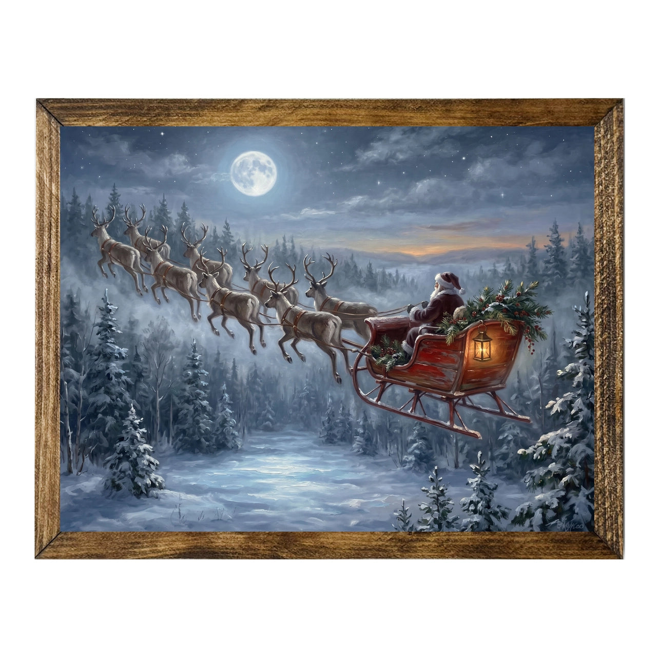 PRE ORDER - Christmas Eve Santa’s Sleigh Wooden Framed Print - 2026 OCTOBER ARRIVAL