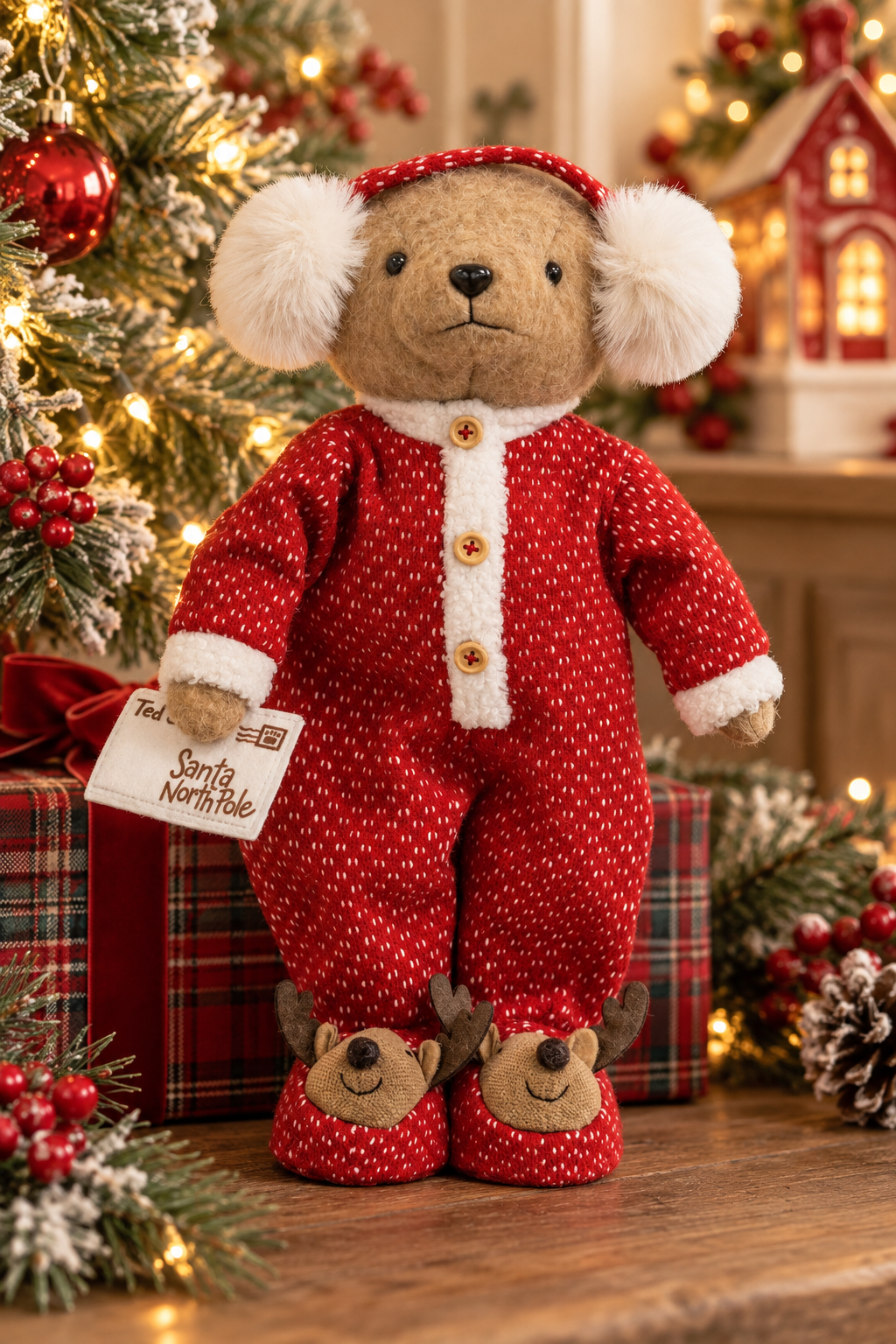 PRE ORDER - Plush Standing Christmas pyjama Teddy Bear 38cm - 2026 OCTOBER ARRIVAL