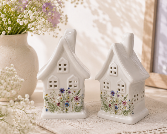 PRE ORDER - Small Wildflowers Ceramic Tea light House - 2026 SEPTEMBER ARRIVAL