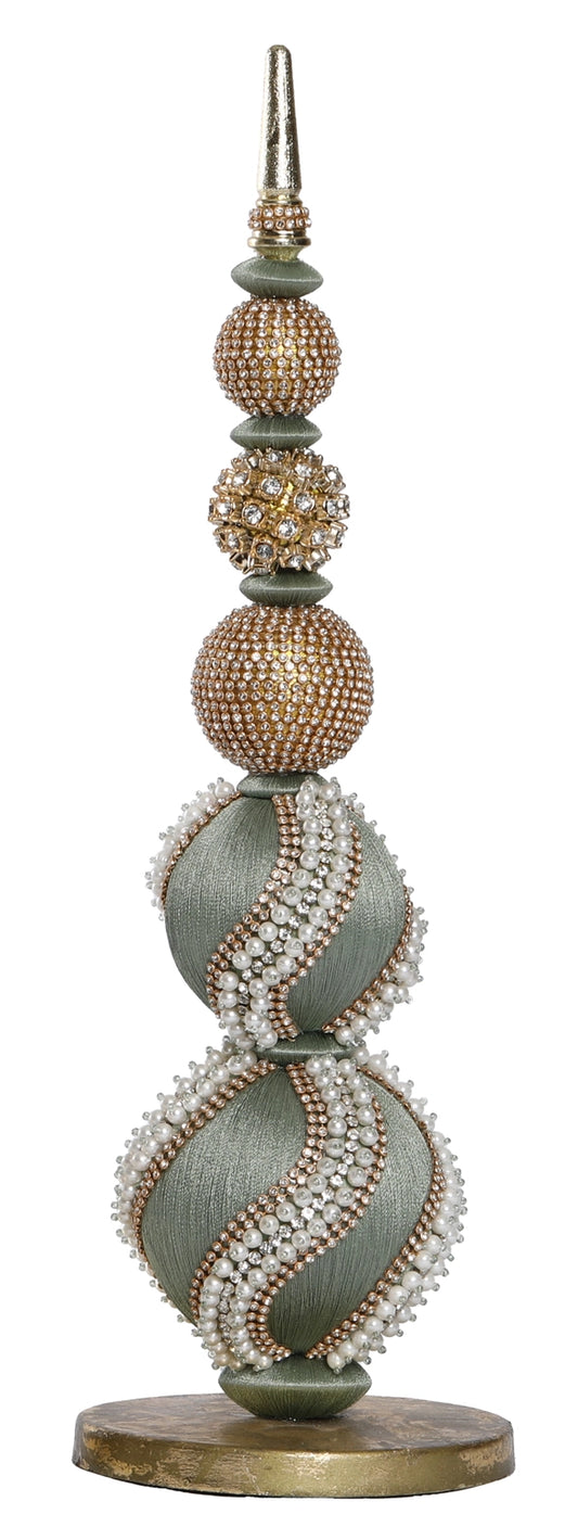Sage Green Embellished Finial Table Topper 43cm