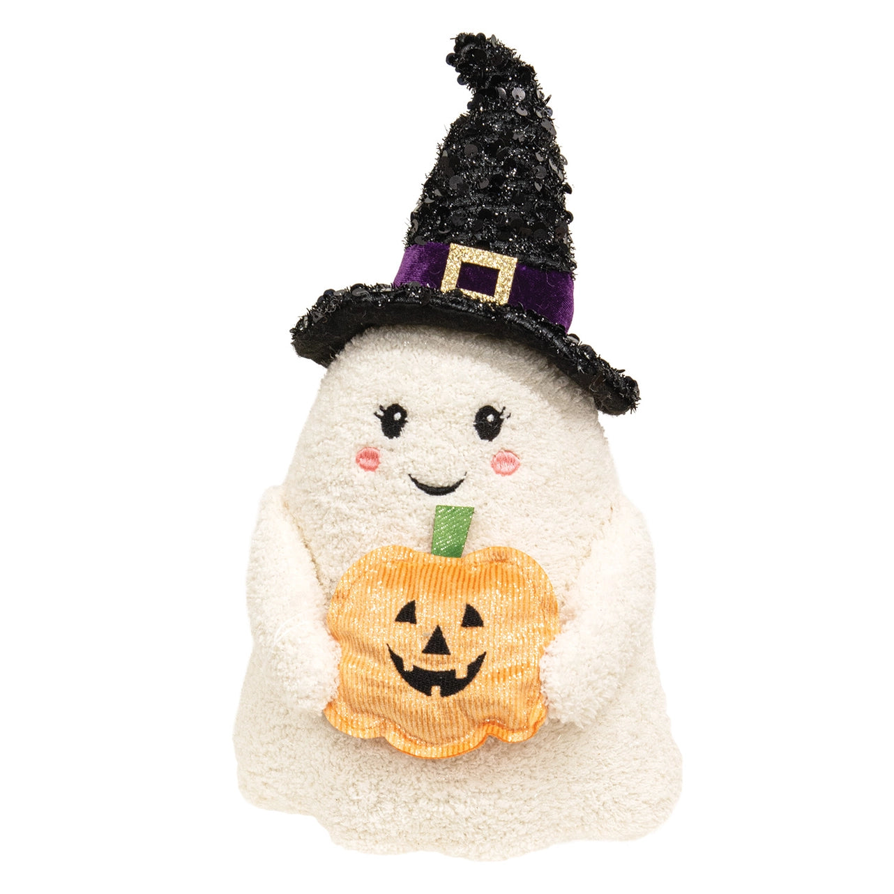 PRE ORDER - Plush Witch Hat Sitting Ghost with Pumpkin - 2026 LATE AUGUST ARRIVAL