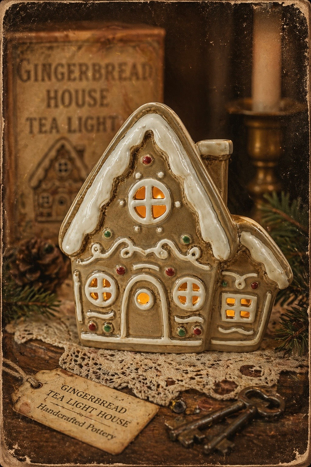 PRE ORDER - Double Gingerbread pottery Tea Light House - 2026 SEPTEMBER ARRIVAL