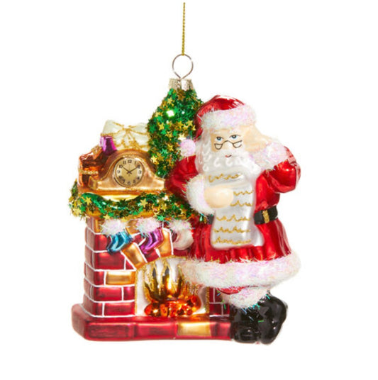 The Christmas Shoppe Santa With Fireplace Hanging - OCTOBER ARRIVAL