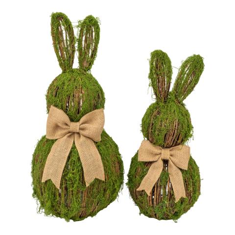 Moss Flocked Wicker Sitting Rabbit 55cm - 2026 FEBRUARY ARRIVAL