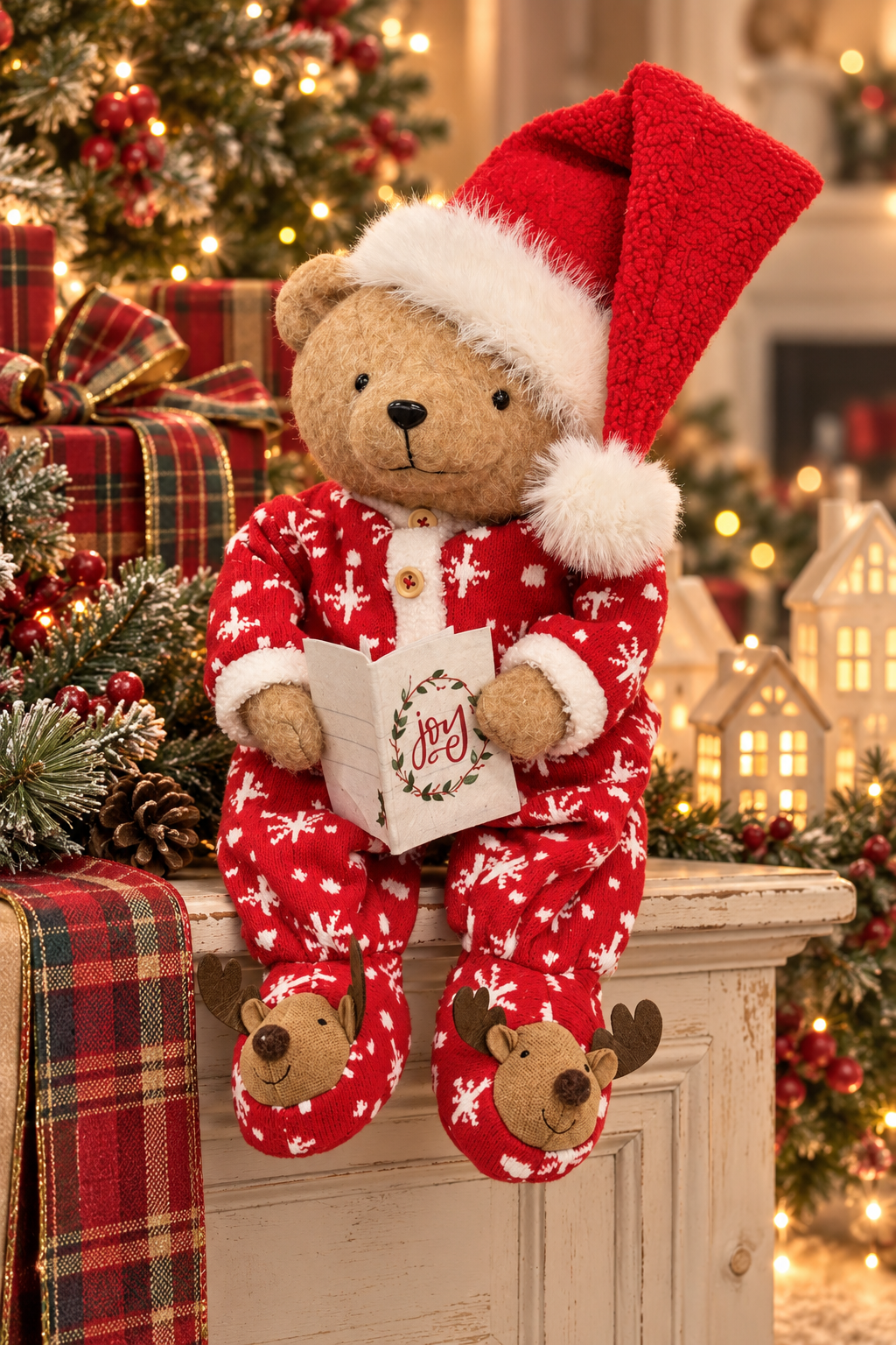 PRE ORDER - Plush Dangle Leg Sitting Christmas Pyjama Teddy Bear 60cm - 2026 OCTOBER ARRIVAL