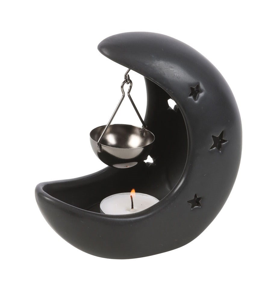 Black Crescent Moon Hanging Oil Burner 🌙