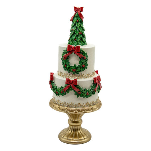 Traditional Christmas Tier Cake with Red Bow 41cm - SEPTEMBER ARRIVAL