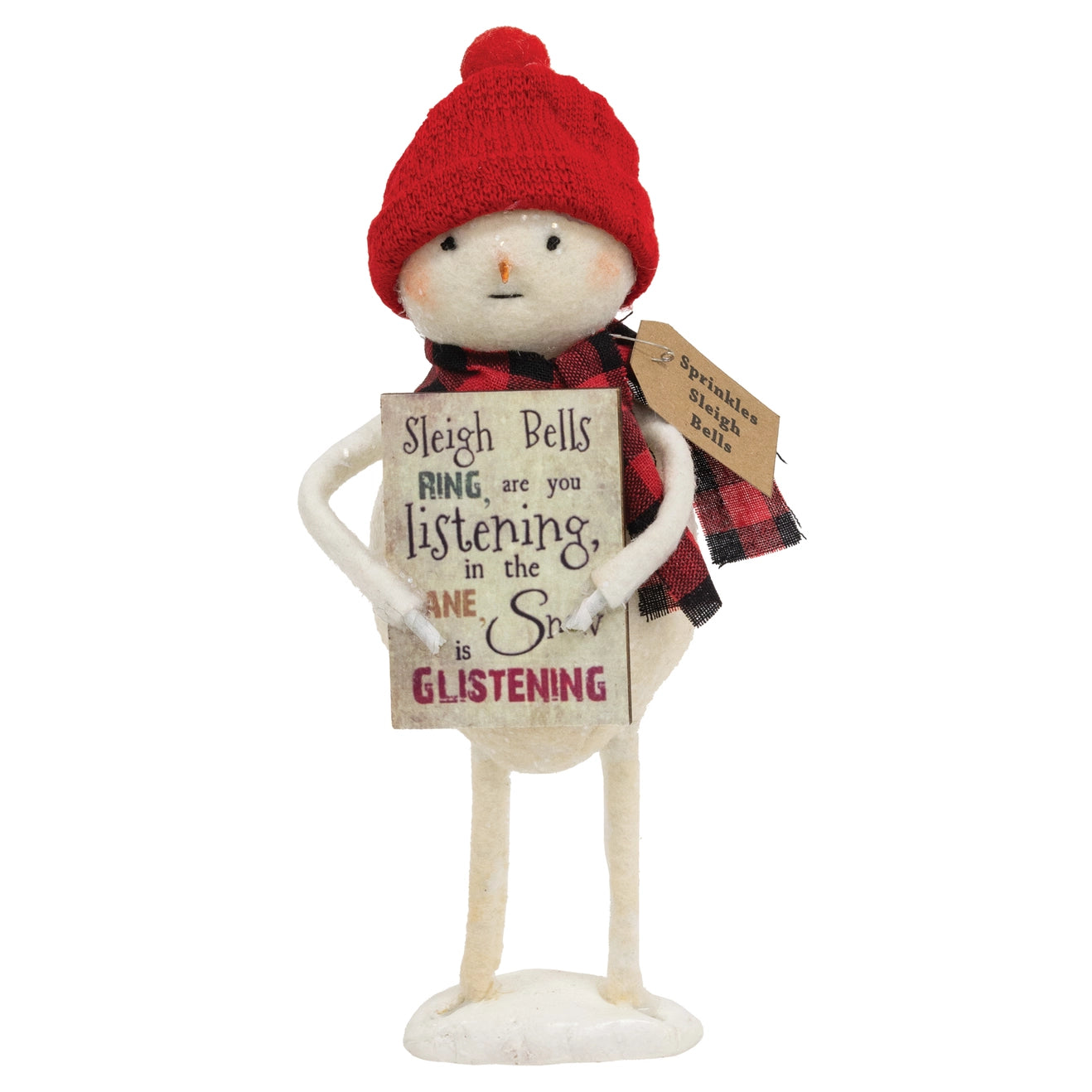 Sprinkles Sleigh Bells Standing Snowman with Sign