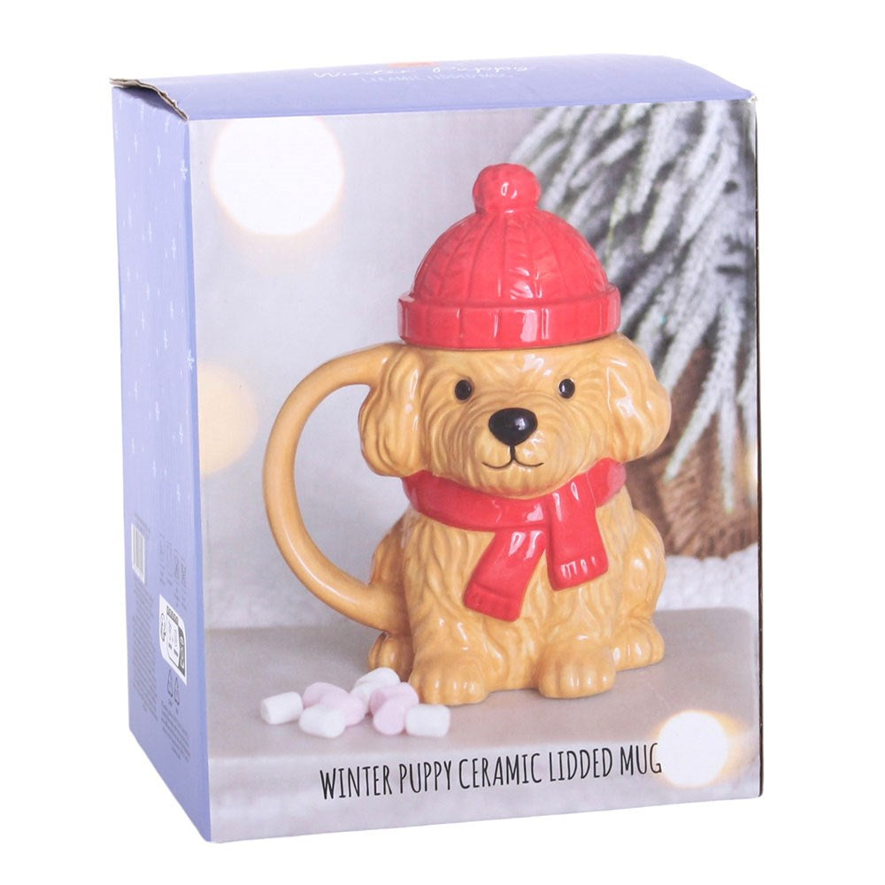 PRE ORDER - Christmas Winter Puppy Lidded Mug - 2026 SEPTEMBER ARRIVAL