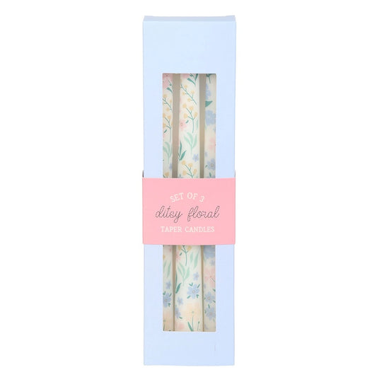 Ditsy Floral Taper Candle Set of 3