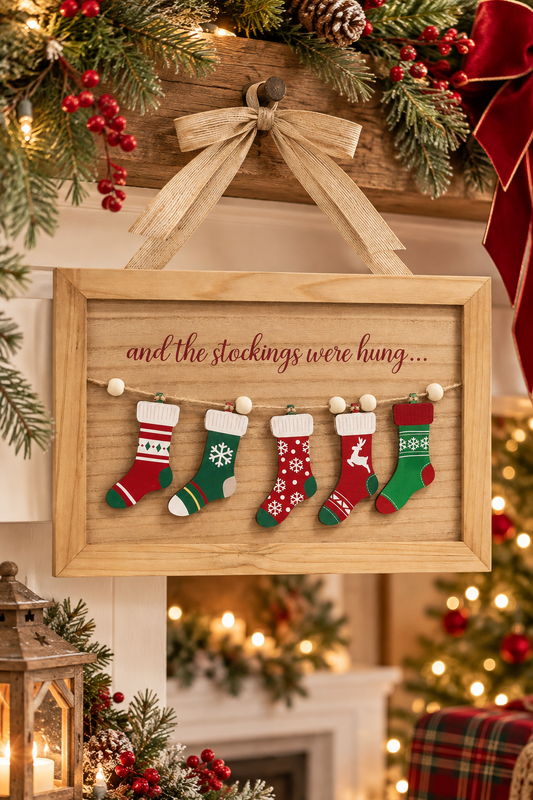 PRE ORDER - The Stockings Were Hung Hanging Wooden Sign - 2026 OCTOBER ARRIVAL