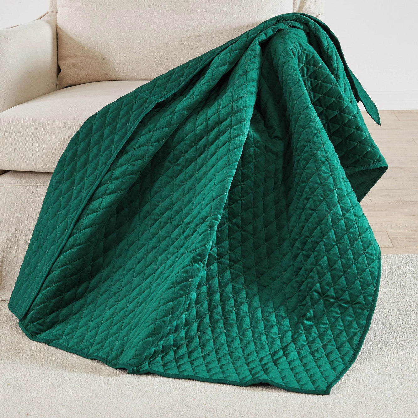 Christmas Emerald Green Velvet Quilted Throw The Christmas Nest