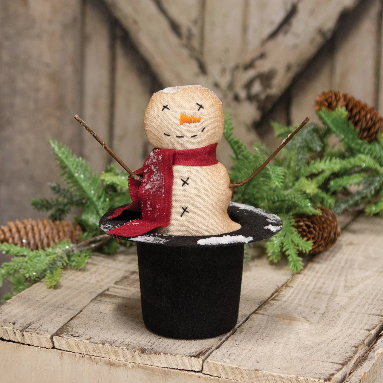 Stuffed Snowy Snowman in Top Hat 20cm