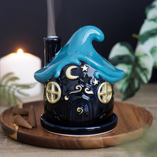 Celestial Moonwave Cottage Incense Cone Holder 🌙