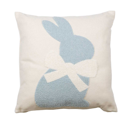 Light Blue Bunny with Bow Pillow