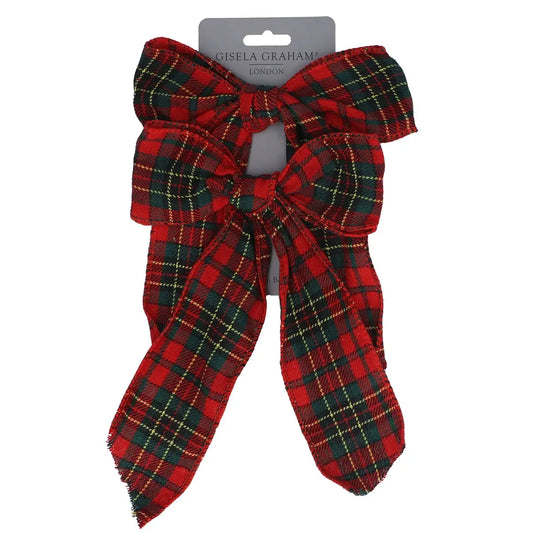 PRE ORDER - Fabric Red Tartan Bow Set of 2 - 2026 OCTOBER ARRIVAL