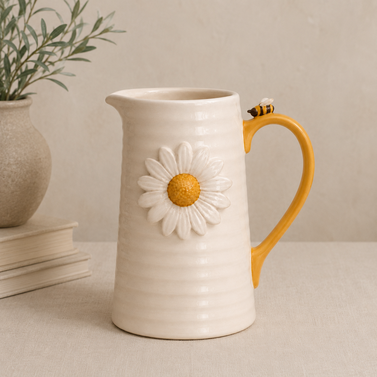 PRE ORDER - Daisy & Honey Bee Flower Ceramic Jug - 2026 OCTOBER ARRIVAL