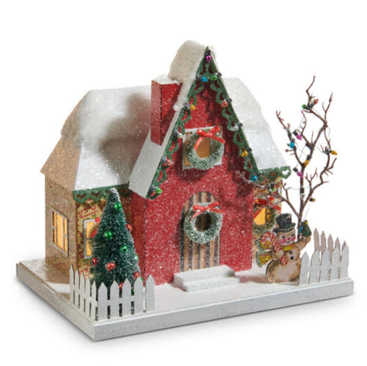 Treasured Moments The Magic Of Christmas LED House with Snowman - OCTOBER ARRIVAL