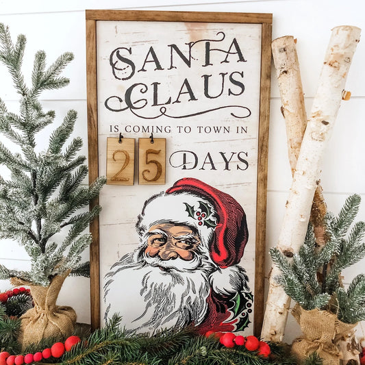 PRE ORDER Santa Christmas Countdown Wooden Sign - closing 19th September 2025