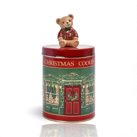 PRE ORDER - Red Christmas Cookies Tin With Bear - 2026 OCTOBER ARRIVAL