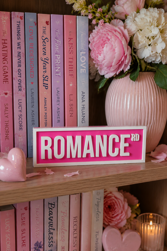 PRE ORDER - Small Bright Pink “Romance” Standing Block Book Shelf Sign 📚 - 2026 AUGUST ARRIVAL