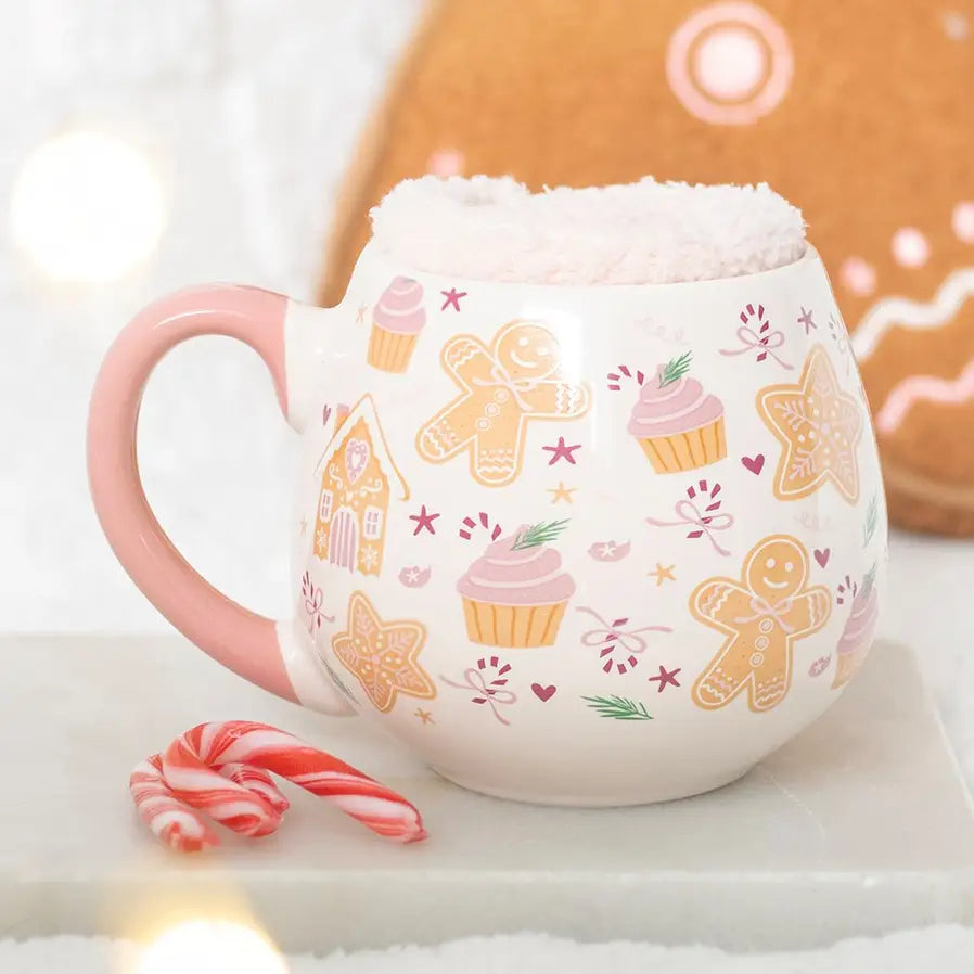 PRE ORDER - Pink Sugarplum Bakery Print Ceramic Mug and Sock Set - 2026 SEPTEMBER ARRIVAL