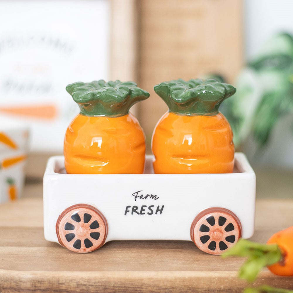 Easter Carrot Patch Salt and Pepper Shakers in Wagon