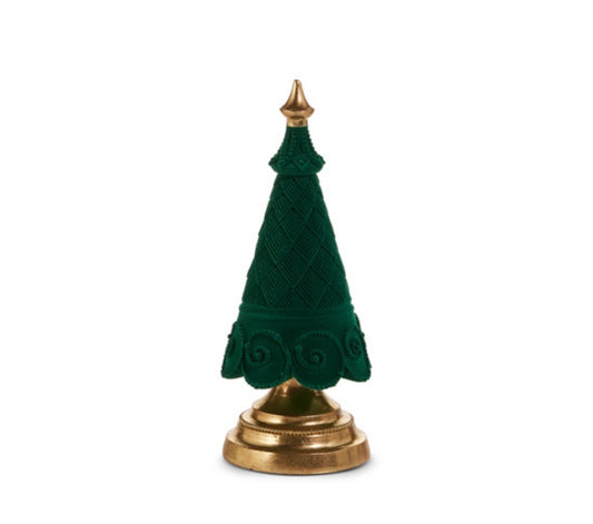 PRE ORDER - Small Green Flocked Tree with Gold Base 29cm - 2026 OCTOBER ARRIVAL