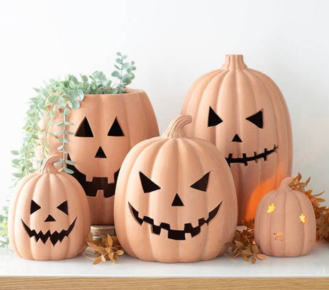 Terracotta Debossed Pumpkin Head Plant Pot 25cm