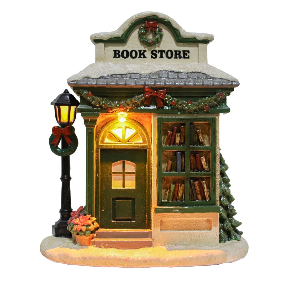 PRE ORDER - Resin Light Up Book Store Village House 2026 OCTOBER ARRIVAL