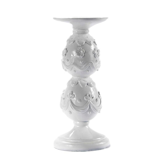 White Double Egg Candle Holder