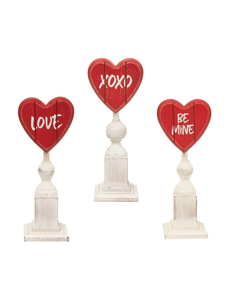 Wooden Heart Pedestal Assorted - DECEMBER ARRIVAL