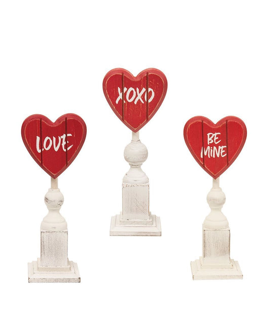 Wooden Heart Pedestal Assorted - DECEMBER ARRIVAL