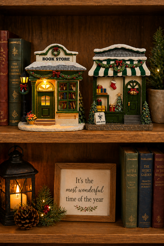PRE ORDER - Resin Light Up Book Store Village House 2026 OCTOBER ARRIVAL
