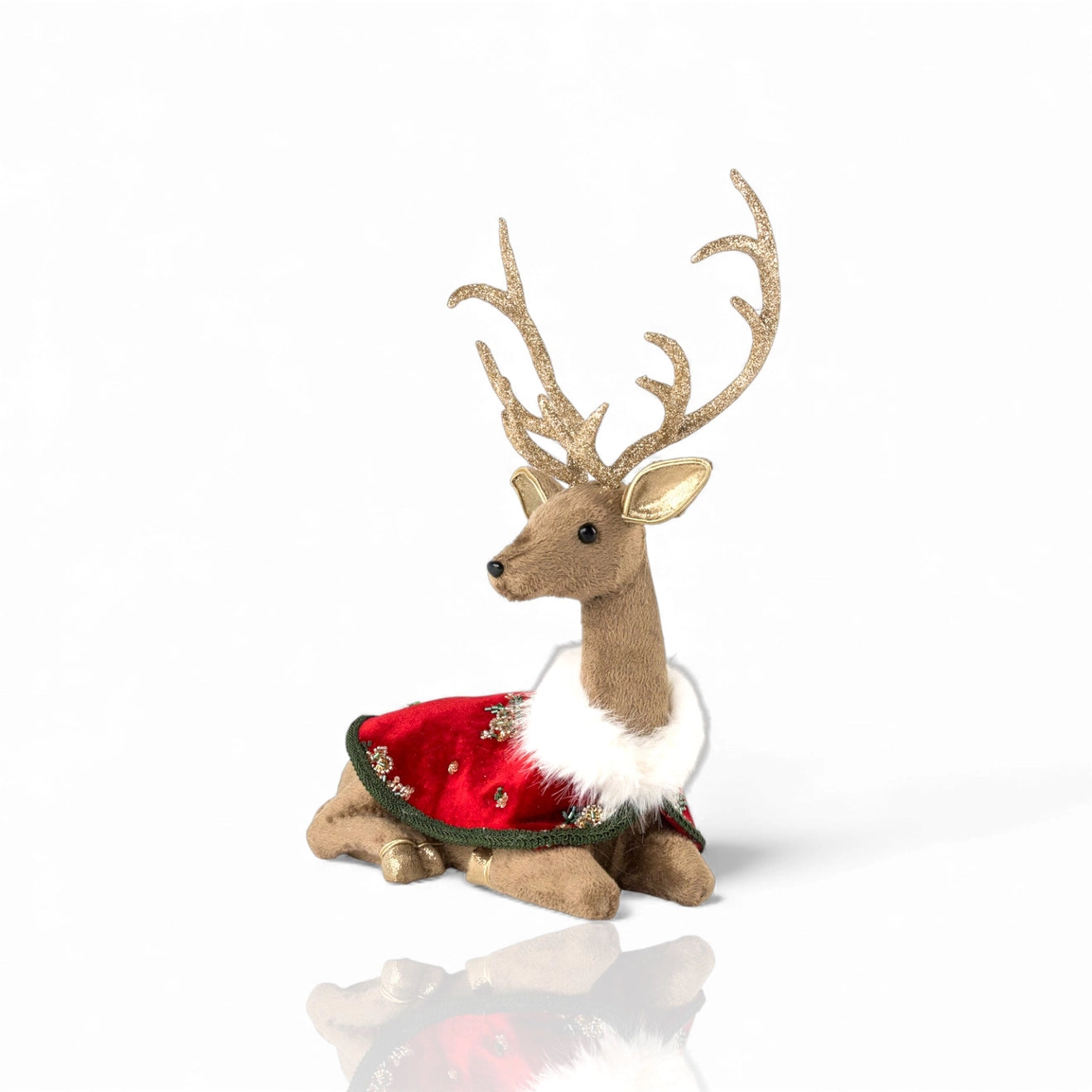 PRE ORDER - Laying Deer With Winter Christmas Coat 41cm - 2026 OCTOBER ARRIVAL