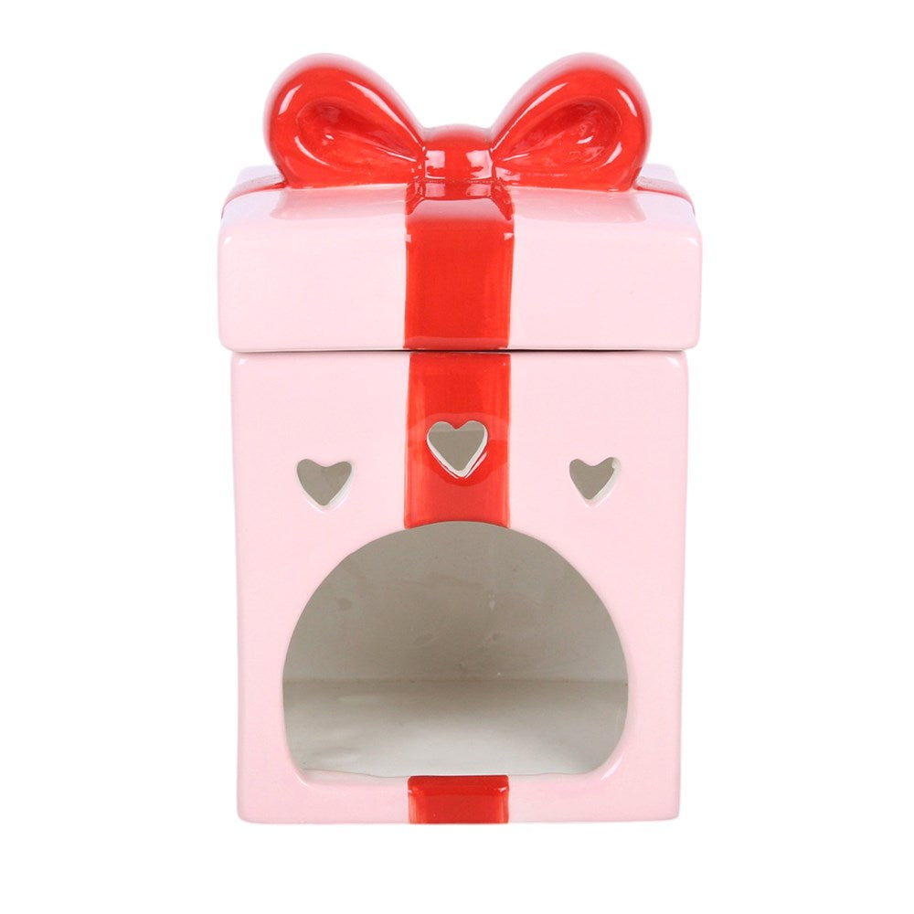 PRE ORDER - Pink Present With Red Bow Ceramic Oil Burner - 2026 SEPTEMBER ARRIVAL