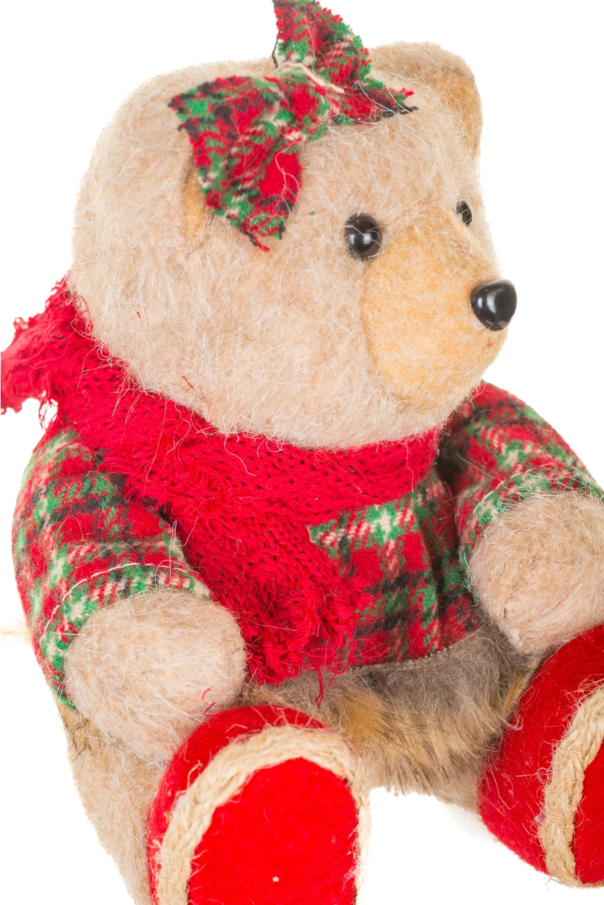 Sitting Light Brown Plaid Christmas Bear Girl - 2026 SEPTEMBER ARRIVAL