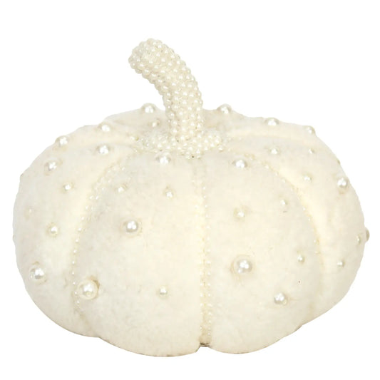 White Beaded Pearl Sherpa Ivory Pumpkin 30cm