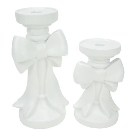 White Bow Pillar Holder 25cm - 2026 FEBRUARY ARRIVAL