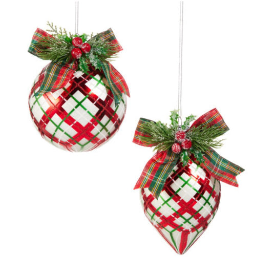 OCTOBER ARRIVAL- The Christmas Shoppe Plaid With Bow Hanging Assorted