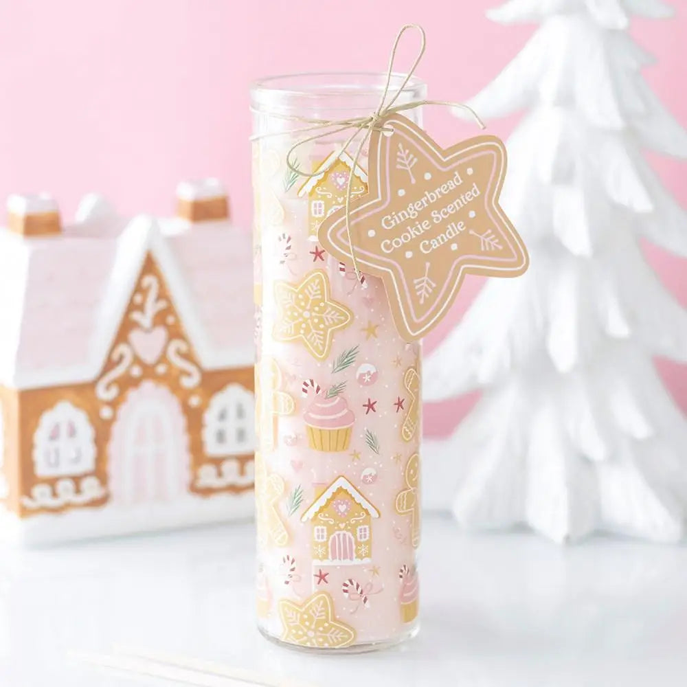 PRE ORDER - Pink Gingerbread Cookie Tube Glass Candle - 2026 SEPTEMBER ARRIVAL