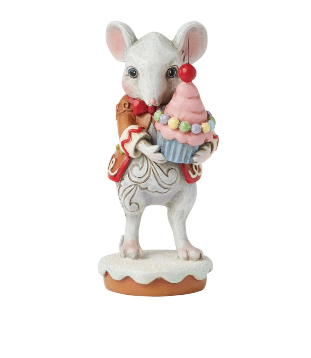 OCTOBER ARRIVAL- Gingerbread Christmas Mouse Boy with Cupcake