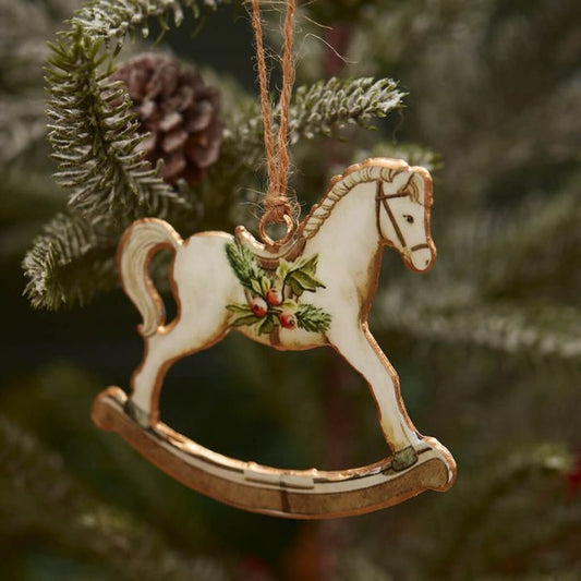 Vintage Metal Rocking Horse Hanging Ornament