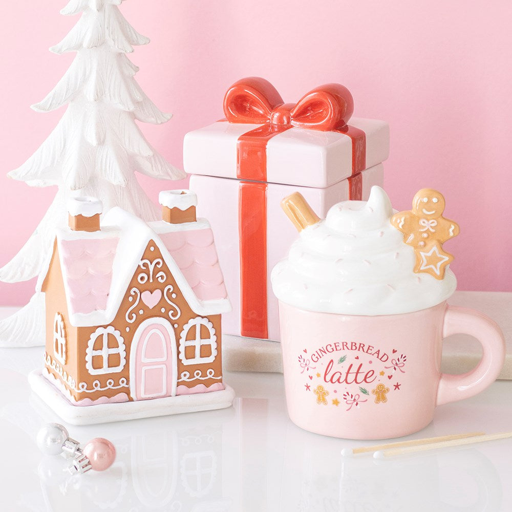 PRE ORDER - Pink Ceramic Gingerbread Latte Oil Burner and Wax Warmer - 2026 SEPTEMBER ARRIVAL