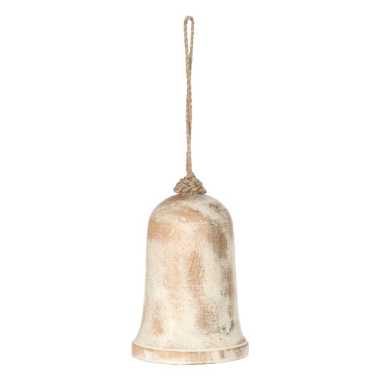 Wooden White Washed Jingle Bell