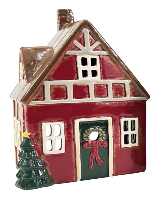 PRE ORDER - Red Pottery Christmas Tea Light House - 2026 SEPTEMBER ARRIVAL